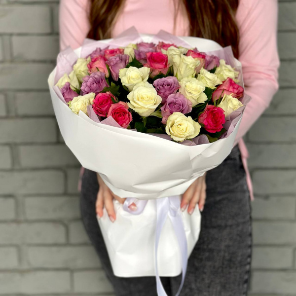 Букет "35 роз Кения нежный микс"