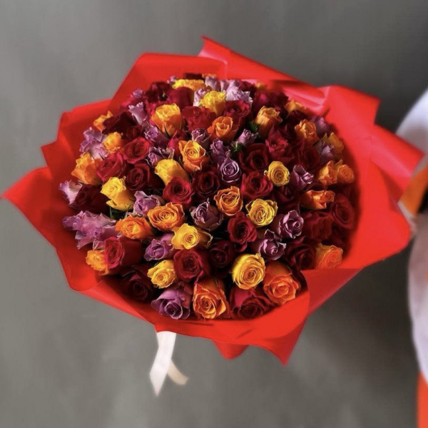 Букет "101 роза Кения яркий микс" (47.2)